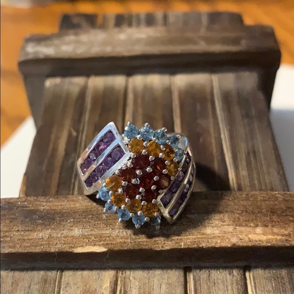 Multi-color 925 gem ring - Picture 4 of 6